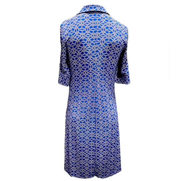 Laundry by Shelli Segal Tile Print Dress Size 4Navy White Geometric Navy Modest - Picture 6 of 11